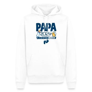 Grossesse 2024 - Futur père - Papa - Sweat à capuche Premium bio Homme - blanc - Devant - Nico (187cm)