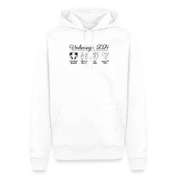 Vorhersage 2024 Werdende Eltern Babybauch - Männer Premium Bio Hoodie - Weiß - Vorne - Nico (187cm)