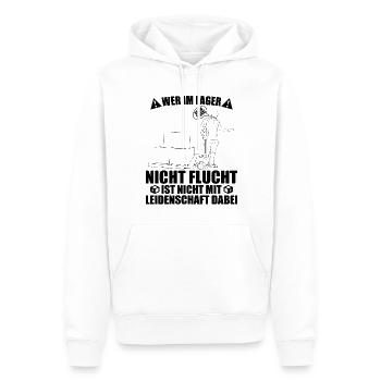 Lager - Wer nicht Flucht ist nicht mit - Männer Premium Bio Hoodie - Weiß - Vorne - Nico (187cm)