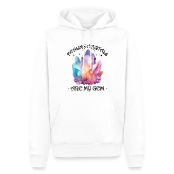 Funny Gemstone Chakra Healer Spiritual - Men’s Premium Organic Hoodie - white - Front - Nico (187cm)