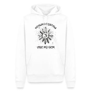 Funny Gemstone Chakra Healer Spiritual - Men’s Premium Organic Hoodie - white - Front - Nico (187cm)