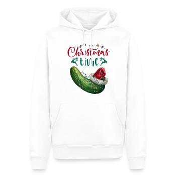 Joyeux Noël Drôle de Noël Concombre - Sweat à capuche Premium bio Homme - blanc - Devant - Nico (187cm)