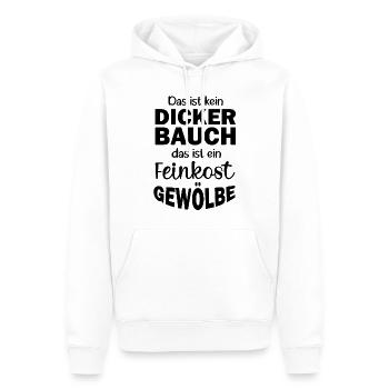 Lustige Sprüche über das Bauch - Männer Premium Bio Hoodie - Weiß - Vorne - Nico (187cm)