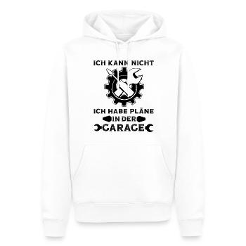 Ich kann nicht ich habe Pläne in der Garage Auto - Männer Premium Bio Hoodie - Weiß - Vorne - Nico (187cm)