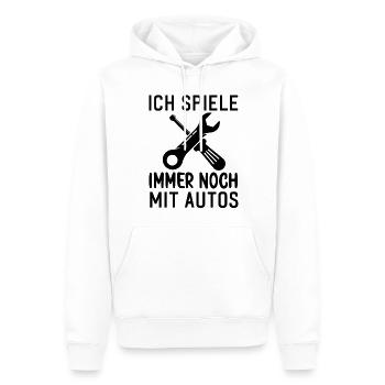 Ich spiele immer noch mit Autos KFZ Auto Sprüche - Männer Premium Bio Hoodie - Weiß - Vorne - Nico (187cm)