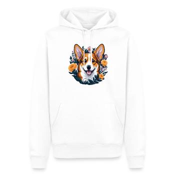 Cute Corgi Dog with Flowers Corgi Dogs - Men’s Premium Organic Hoodie - white - Front - Nico (187cm)