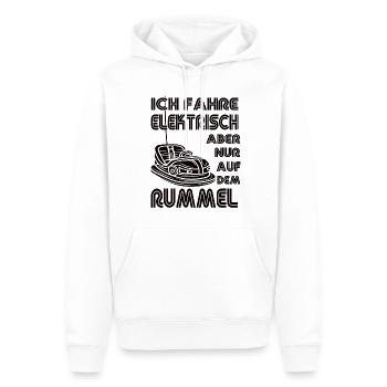 "Ich fahre Elektrisch" Autoscooter - Männer Premium Bio Hoodie - Weiß - Vorne - Nico (187cm)