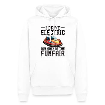 Ich fahre Elektrisch Kirmes Autoscooter - Männer Premium Bio Hoodie - Weiß - Vorne - Nico (187cm)