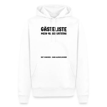 Mein 40 Geburtstag Gästeliste Eintrag Gästebuch 40 - Männer Premium Bio Hoodie - Weiß - Vorne - Nico (187cm)