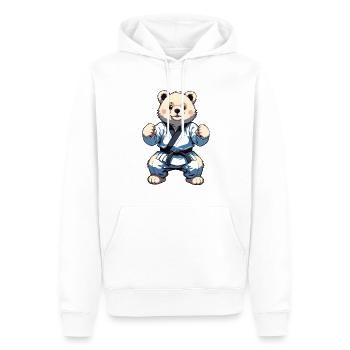 Karate Bear with Black Belt Karate Bär - Männer Premium Bio Hoodie - Weiß - Vorne - Nico (187cm)