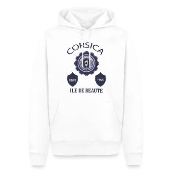 Corse Isula Bella ILE DE BEAUTE Korsika France - Sweat à capuche Premium bio Homme - blanc - Devant - Nico (187cm)