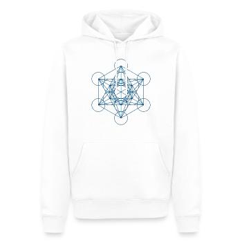 METATRONS WÜRFEL - blau - Männer Premium Bio Hoodie - Weiß - Vorne - Nico (187cm)