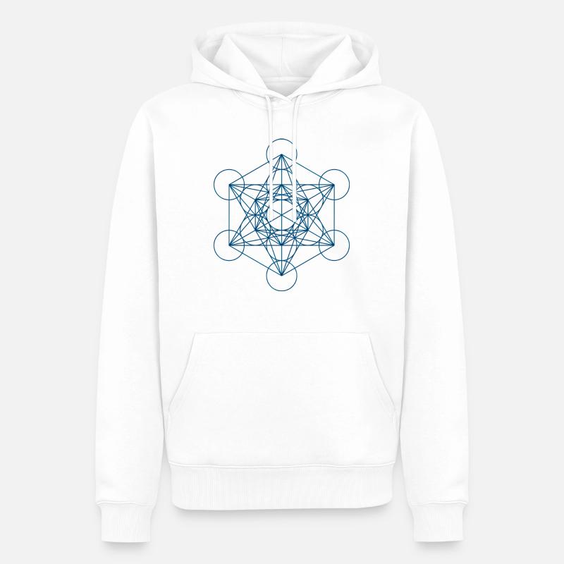 Le cube de Metatron - bleu - Sweat à capuche Premium bio Homme - blanc