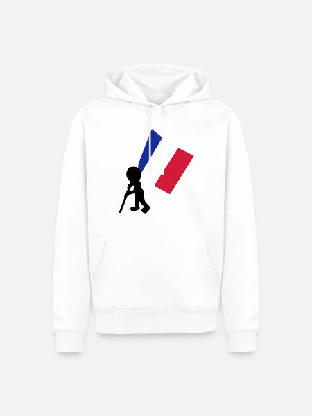 porte drapeau francais - Sweat à capuche Premium bio Homme - blanc