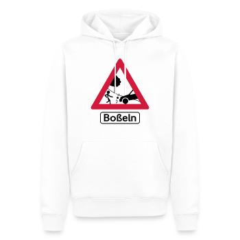 Achtung Boßeln! - Männer Premium Bio Hoodie - Weiß - Vorne - Nico (187cm)