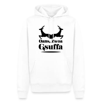 Oans Zwoa Gsuffa - - Wiesn - Männer Premium Bio Hoodie - Weiß - Vorne - Nico (187cm)