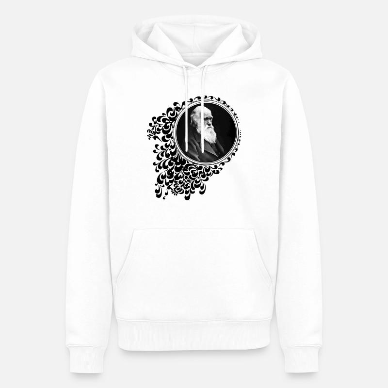 Charles Darwin Décoratif - Sweat à capuche Premium bio Homme - blanc
