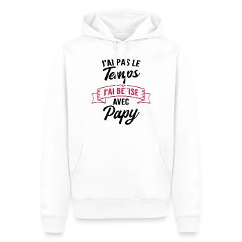 j'ai pas le temps j'ai bêtise avec papy - Sweat à capuche Premium bio Homme - blanc - Devant - Nico (187cm)