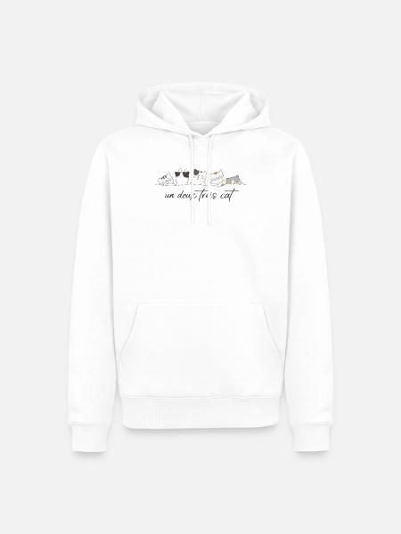 Un Deux Trois Cat Französisch | Katzenliebhaber | Lustige Katze - Männer Premium Bio Hoodie - Weiß