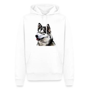 Husky 1 - Männer Premium Bio Hoodie - Weiß - Vorne - Nico (187cm)