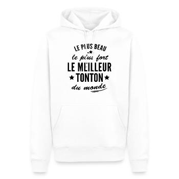 meilleur tonton au monde - Sweat à capuche Premium bio Homme - blanc - Devant - Nico (187cm)