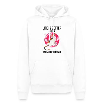 Nouveauté avec un bobtail japonais japan feline - Sweat à capuche Premium bio Homme - blanc - Devant - Nico (187cm)