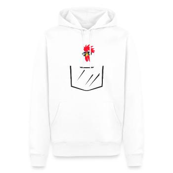 Humorous Adorable Comical Chicken Pocket Ranch - Men’s Premium Organic Hoodie - white - Front - Nico (187cm)