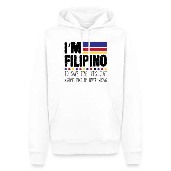 Urkomischer Filipino zu retten Nehmen Sie einfach an, ich bin nie - Männer Premium Bio Hoodie - Weiß - Vorne - Nico (187cm)