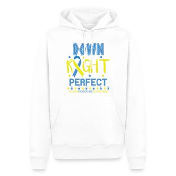 Neuheit Down Right Down Syndrom Gehirn Geist - Männer Premium Bio Hoodie - Weiß - Vorne - Nico (187cm)