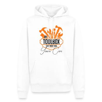 Hilarant Ma boîte à outils coûte plus cher que votre voiture - Sweat à capuche Premium bio Homme - blanc - Devant - Nico (187cm)