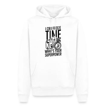Neuheit Was ist Ihr Superpower-Kameramann - Männer Premium Bio Hoodie - Weiß - Vorne - Nico (187cm)