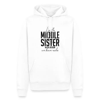 Humoristique Je suis le milieu Raisons pour lesquelles nous avons des règles Frère et sœur - Sweat à capuche Premium bio Homme - blanc - Devant - Nico (187cm)