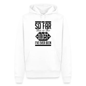 Urkomisch, das ist das älteste jemals amüsant - Männer Premium Bio Hoodie - Weiß - Vorne - Nico (187cm)