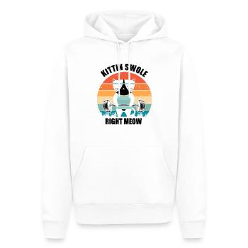 Hilarious Kitten Swole Exercise Exercising Kitten - Men’s Premium Organic Hoodie - white - Front - Nico (187cm)