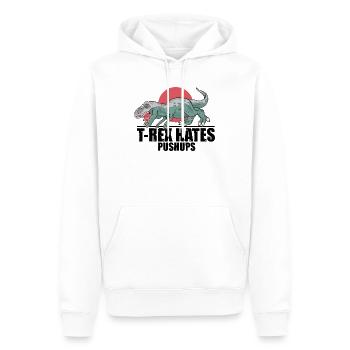 Humorous Exercising T-rexes Push-ups Illustration - Männer Premium Bio Hoodie - Weiß - Vorne - Nico (187cm)