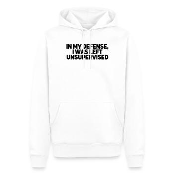 Humoristique Sarcastique Troublemakers Défensive - Sweat à capuche Premium bio Homme - blanc - Devant - Nico (187cm)