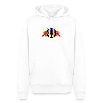 Urkomische Farbe Frieden Hipsters Zeichen Illustration - Männer Premium Bio Hoodie - Weiß - Vorne - Nico (187cm)
