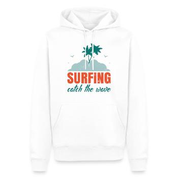Surfen Catch the Wave Design - Männer Premium Bio Hoodie - Weiß - Vorne - Nico (187cm)