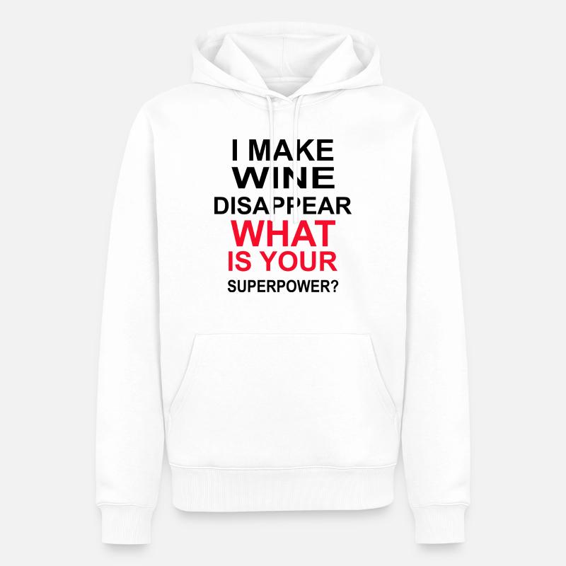 Bière Vin Whisky Schnaps Alcool - Sweat à capuche Premium bio Homme - blanc