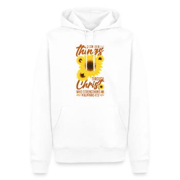 Christianisme inspirant Tournesols Philippiens - Sweat à capuche Premium bio Homme - blanc - Devant - Nico (187cm)