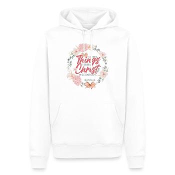 Inspirational Minimalistes Dévot du christianisme - Sweat à capuche Premium bio Homme - blanc - Devant - Nico (187cm)