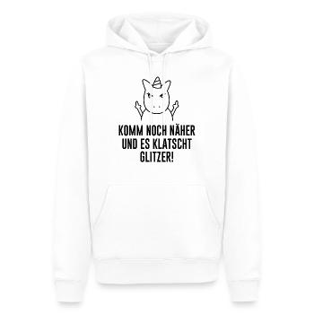 Einhorn klatscht Glitzer lustiges Regenbogen - Männer Premium Bio Hoodie - Weiß - Vorne - Nico (187cm)