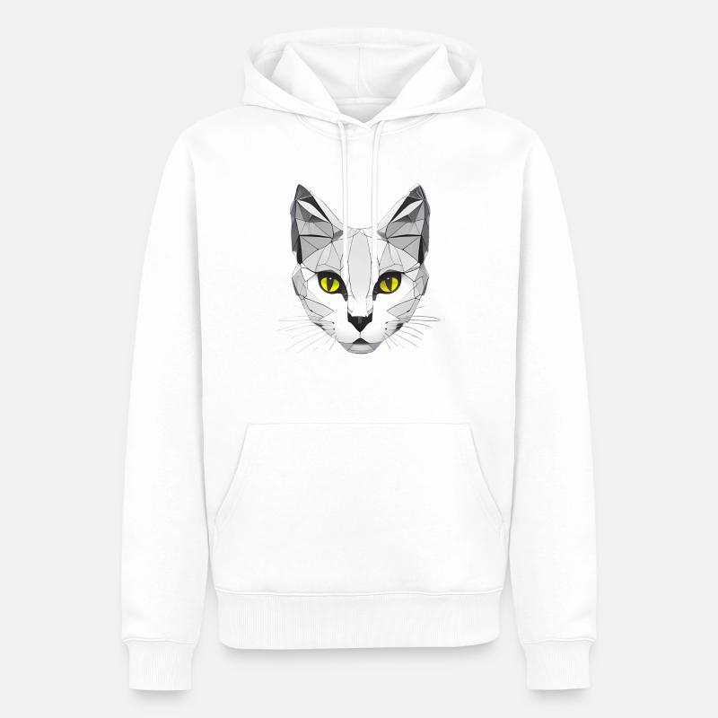 Katze Grafik Low Poly - Männer Premium Bio Hoodie - Weiß