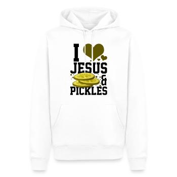 Inspiration Cornichon Prière catholique Amour - Sweat à capuche Premium bio Homme - blanc - Devant - Nico (187cm)