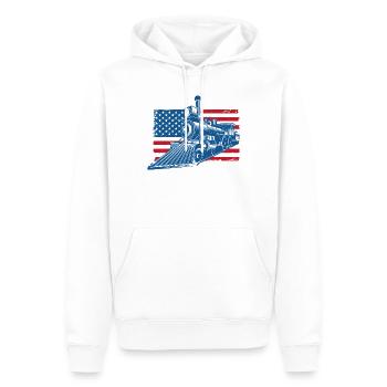 Humorvolle Eisenbahn-Enthusiasten-Symbole Dampfmaschine - Männer Premium Bio Hoodie - Weiß - Vorne - Nico (187cm)