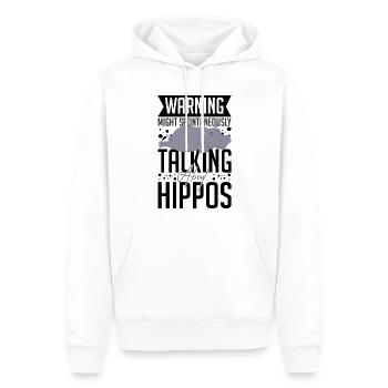 Funny Start Talking About Hippopotamus Sarcastic - Men’s Premium Organic Hoodie - white - Front - Nico (187cm)