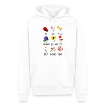 Illustration humoristique de plantation Feuille Définition - Sweat à capuche Premium bio Homme - blanc - Devant - Nico (187cm)