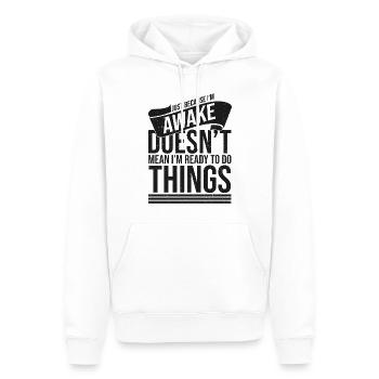 Neuheit, nur weil ich wach bin sarkastisch - Männer Premium Bio Hoodie - Weiß - Vorne - Nico (187cm)