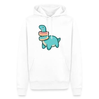 hugadino Dino mit Donuts, süßer Dinosaurier - Männer Premium Bio Hoodie - Weiß - Vorne - Nico (187cm)