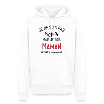 Pas parfaite mais maman - Sweat à capuche Premium bio Homme - blanc - Devant - Nico (187cm)